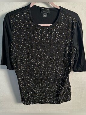 St. John for Nordstrom Embellished Leopard Shirt